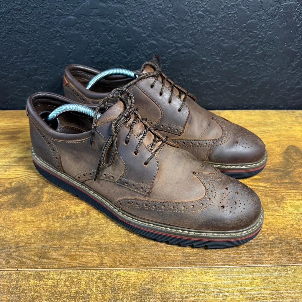 Johnston & Murphy 25-6530 Brown Leather Wingtip Oxford Mens Size 10 M